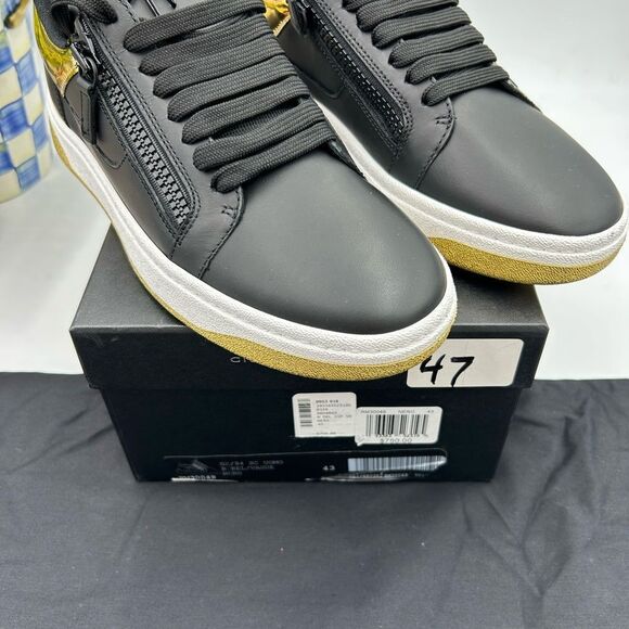Men's Giuseppe Zanotti double zip low top leather sneakers size 43 made in Italy - Picture 3 of 12